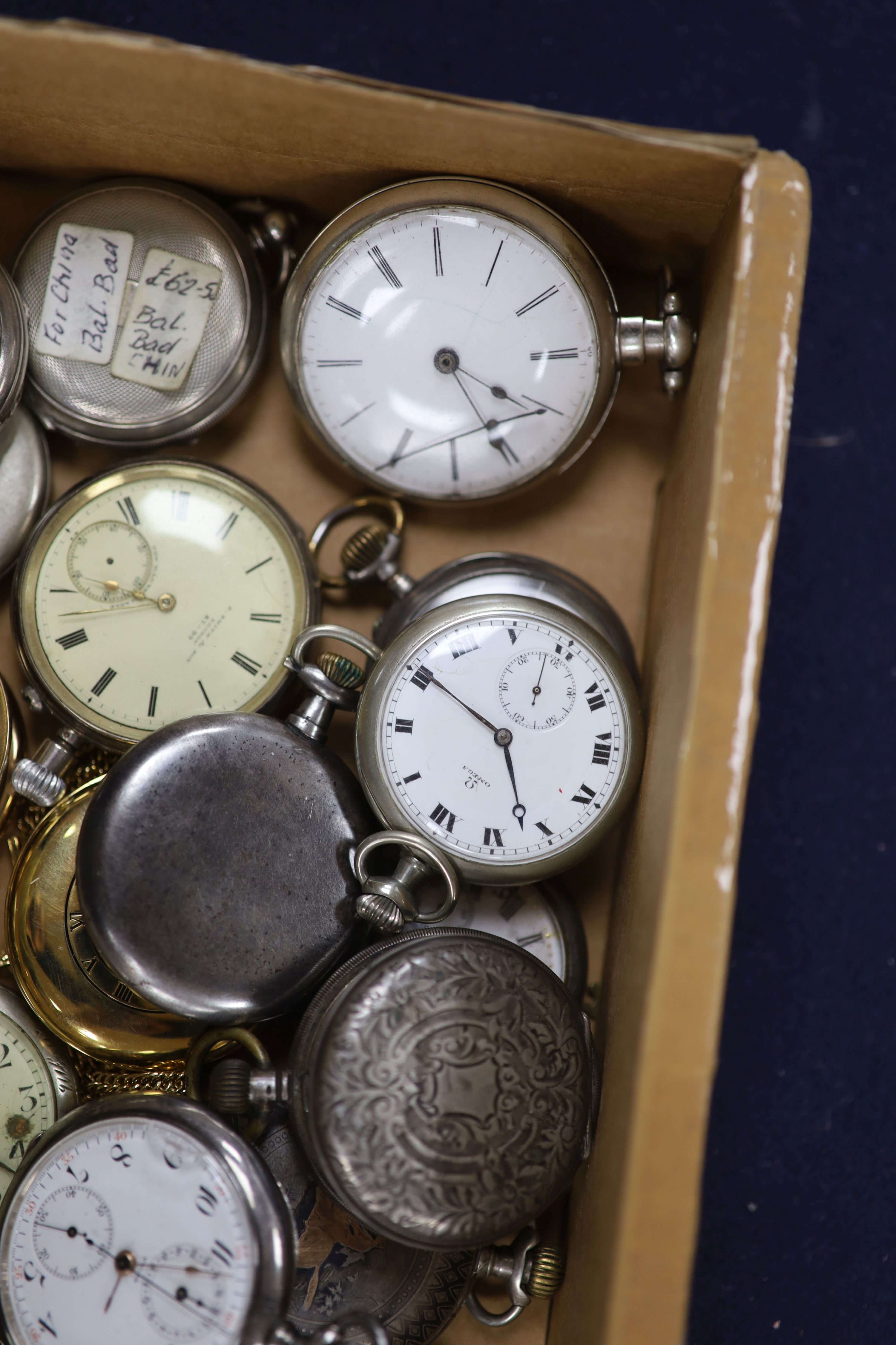 A small collection of assorted mainly based metal pocket watches including Cyma, Zenith and choreograph